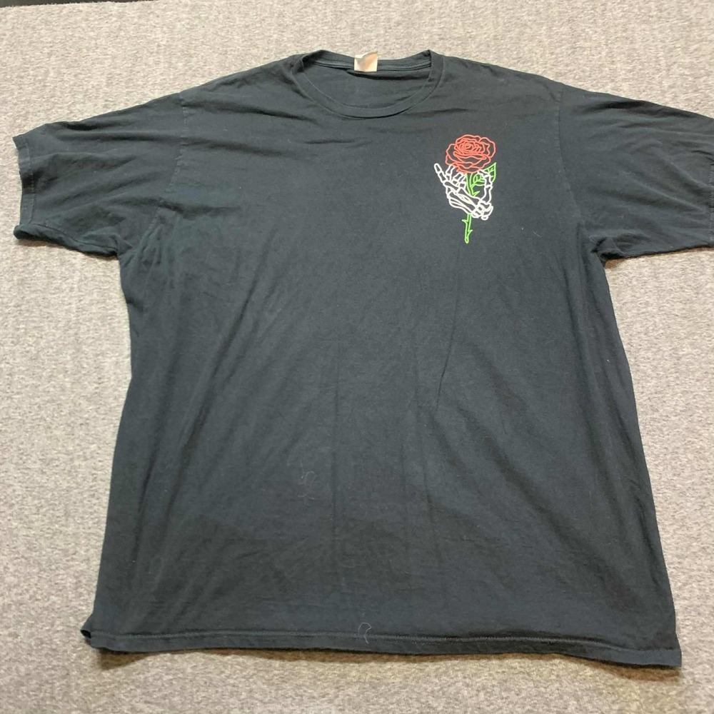 Port And Company Ringspun Fan Favorite Mens 3XL Black Skeleton Hand Rose